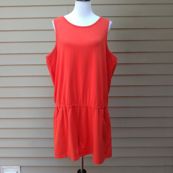 Old Navy Plus Red Knit Romper Sleeveless Pockets Solid Comfy Casual Beach 660469 - Picture 2 of 16